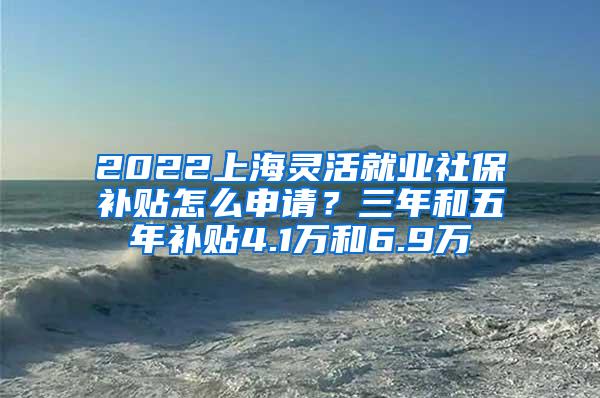 2022上海灵活就业社保补贴怎么申请？三年和五年补贴4.1万和6.9万