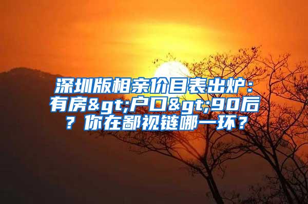 深圳版相亲价目表出炉：有房>户口>90后？你在鄙视链哪一环？