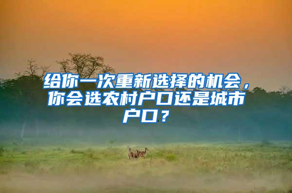 给你一次重新选择的机会，你会选农村户口还是城市户口？