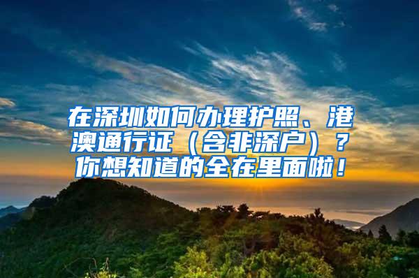 在深圳如何办理护照、港澳通行证（含非深户）？你想知道的全在里面啦！