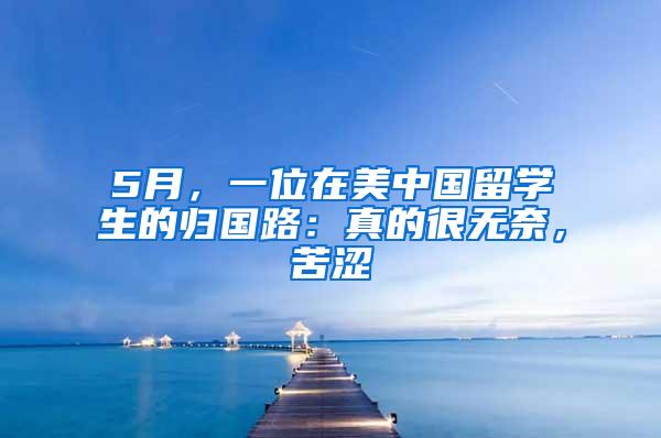 5月，一位在美中国留学生的归国路：真的很无奈，苦涩