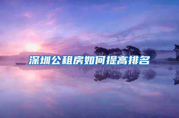 深圳公租房如何提高排名