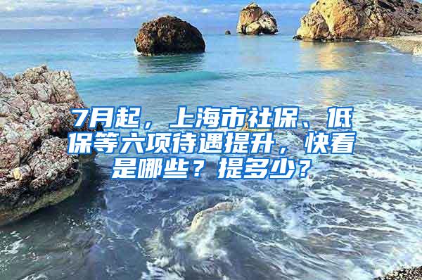 7月起，上海市社保、低保等六项待遇提升，快看是哪些？提多少？