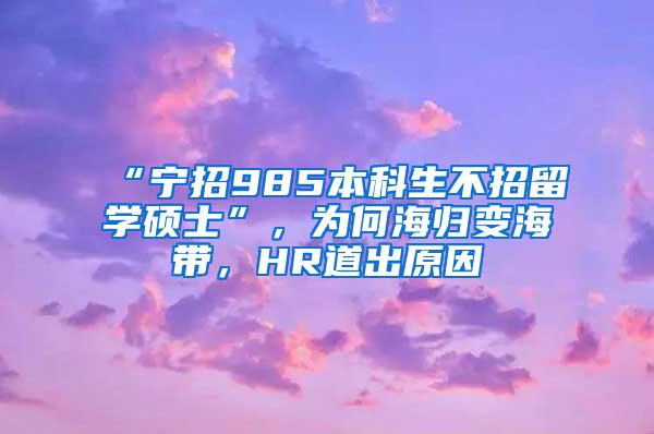 “宁招985本科生不招留学硕士”，为何海归变海带，HR道出原因