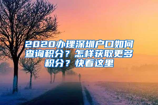 2020办理深圳户口如何查询积分？怎样获取更多积分？快看这里