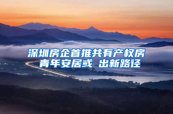 深圳房企首推共有产权房 青年安居或蹚出新路径