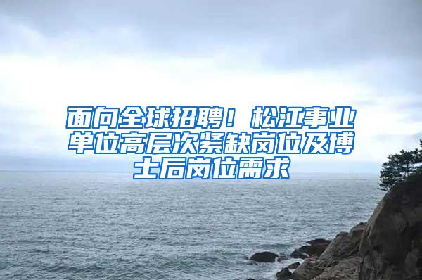 面向全球招聘！松江事业单位高层次紧缺岗位及博士后岗位需求→