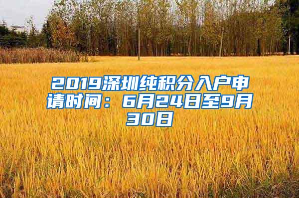 2019深圳纯积分入户申请时间：6月24日至9月30日