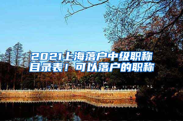 2021上海落户中级职称目录表！可以落户的职称