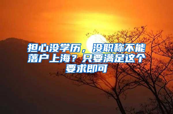 担心没学历，没职称不能落户上海？只要满足这个要求即可