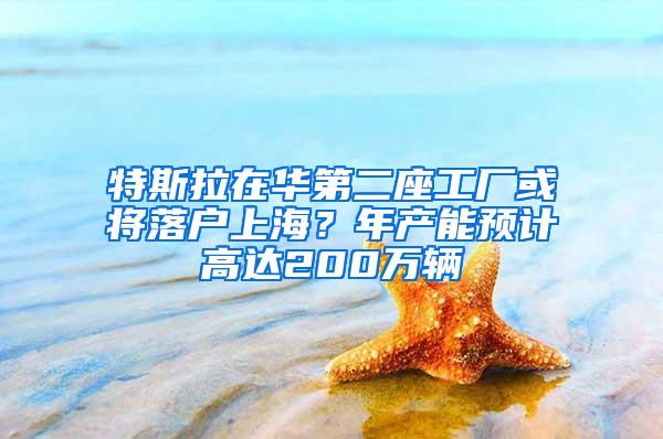 特斯拉在华第二座工厂或将落户上海？年产能预计高达200万辆