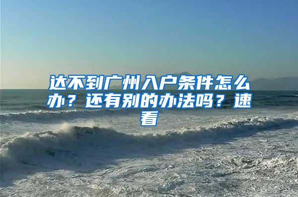 达不到广州入户条件怎么办？还有别的办法吗？速看