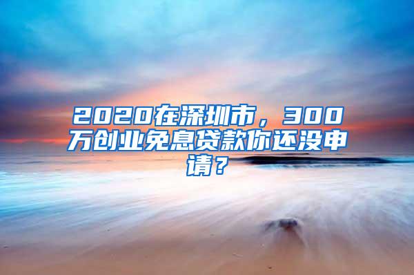 2020在深圳市，300万创业免息贷款你还没申请？