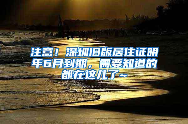 注意！深圳旧版居住证明年6月到期，需要知道的都在这儿了~