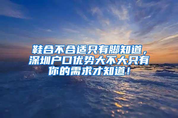 鞋合不合适只有脚知道，深圳户口优势大不大只有你的需求才知道！