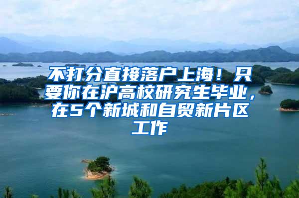 不打分直接落户上海！只要你在沪高校研究生毕业，在5个新城和自贸新片区工作