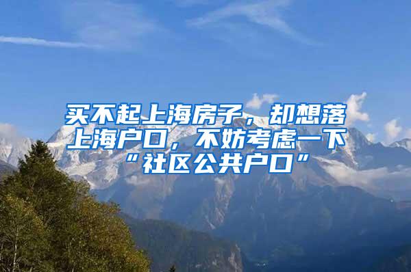 买不起上海房子，却想落上海户口，不妨考虑一下“社区公共户口”