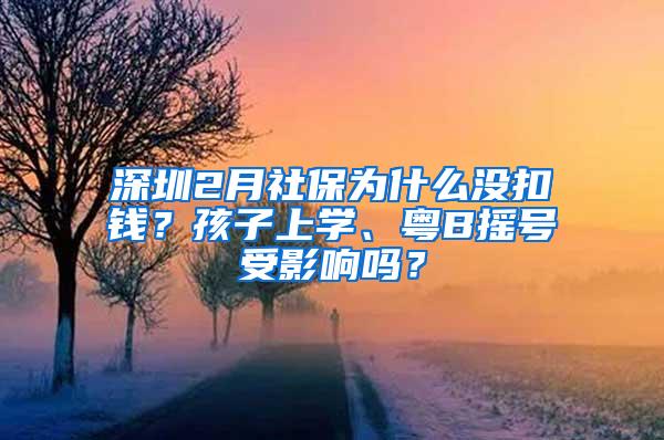 深圳2月社保为什么没扣钱？孩子上学、粤B摇号受影响吗？