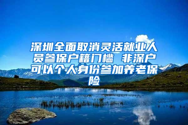 深圳全面取消灵活就业人员参保户籍门槛 非深户可以个人身份参加养老保险