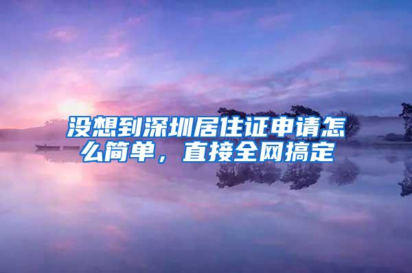 没想到深圳居住证申请怎么简单，直接全网搞定