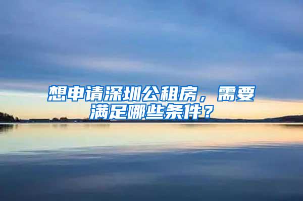 想申请深圳公租房，需要满足哪些条件？