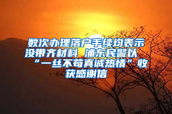 数次办理落户手续均表示没带齐材料 浦东民警以“一丝不苟真诚热情”收获感谢信