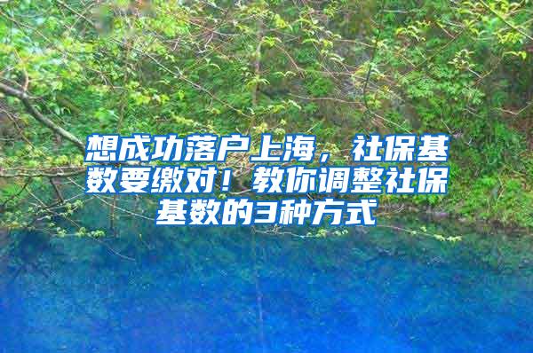 想成功落户上海，社保基数要缴对！教你调整社保基数的3种方式