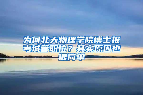 为何北大物理学院博士报考城管职位？其实原因也很简单