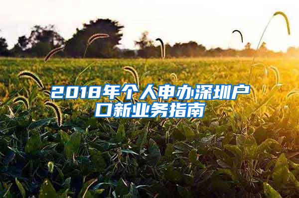 2018年个人申办深圳户口新业务指南