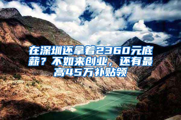 在深圳还拿着2360元底薪？不如来创业，还有最高45万补贴领