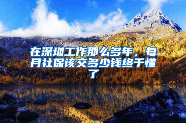 在深圳工作那么多年，每月社保该交多少钱终于懂了