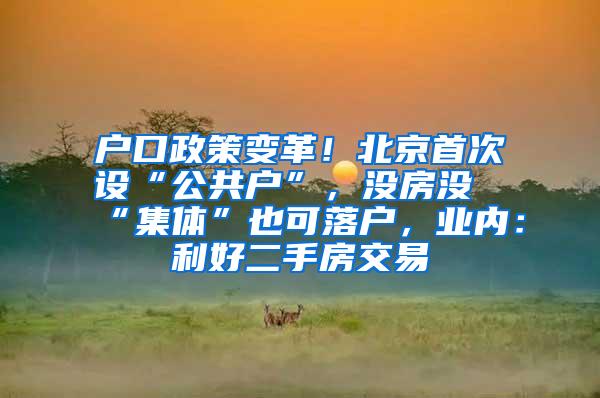 户口政策变革！北京首次设“公共户”，没房没“集体”也可落户，业内：利好二手房交易