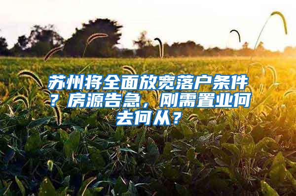 苏州将全面放宽落户条件？房源告急，刚需置业何去何从？