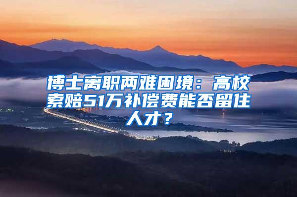 博士离职两难困境：高校索赔51万补偿费能否留住人才？