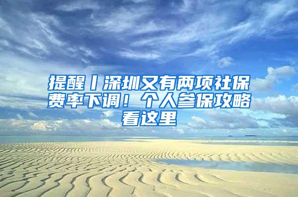 提醒丨深圳又有两项社保费率下调！个人参保攻略看这里