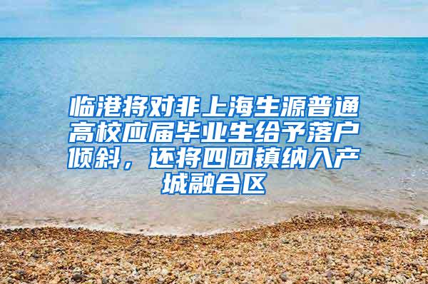 临港将对非上海生源普通高校应届毕业生给予落户倾斜，还将四团镇纳入产城融合区