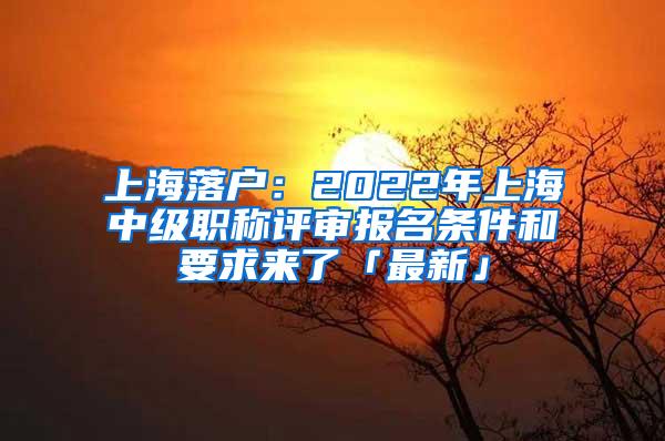 上海落户：2022年上海中级职称评审报名条件和要求来了「最新」