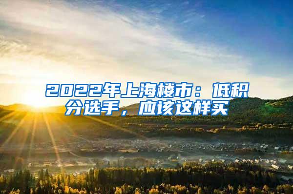 2022年上海楼市：低积分选手，应该这样买