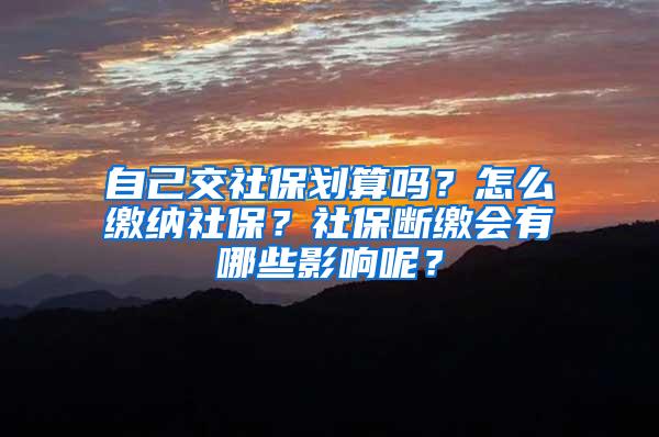 自己交社保划算吗？怎么缴纳社保？社保断缴会有哪些影响呢？