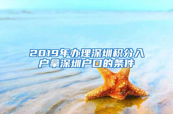 2019年办理深圳积分入户拿深圳户口的条件