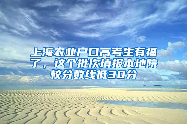 上海农业户口高考生有福了，这个批次填报本地院校分数线低30分