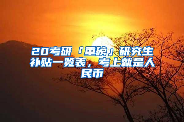 20考研「重磅」研究生补贴一览表，考上就是人民币