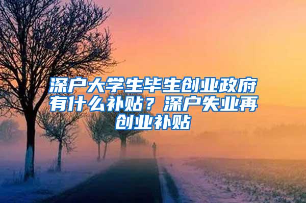 深户大学生毕生创业政府有什么补贴？深户失业再创业补贴