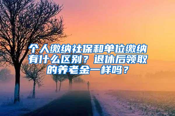 个人缴纳社保和单位缴纳有什么区别？退休后领取的养老金一样吗？