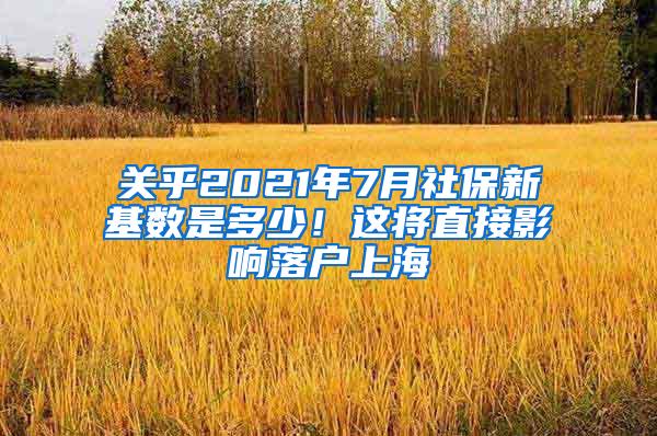 关乎2021年7月社保新基数是多少！这将直接影响落户上海